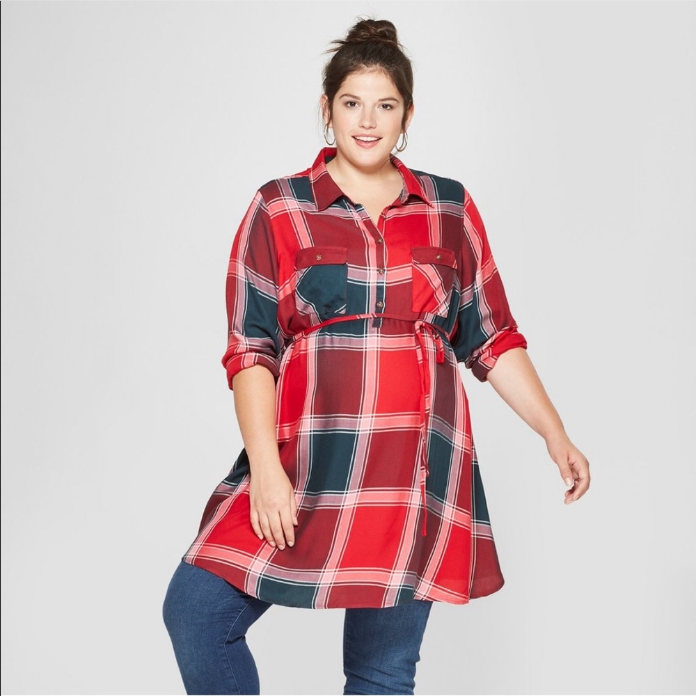 Plaid maternity top!